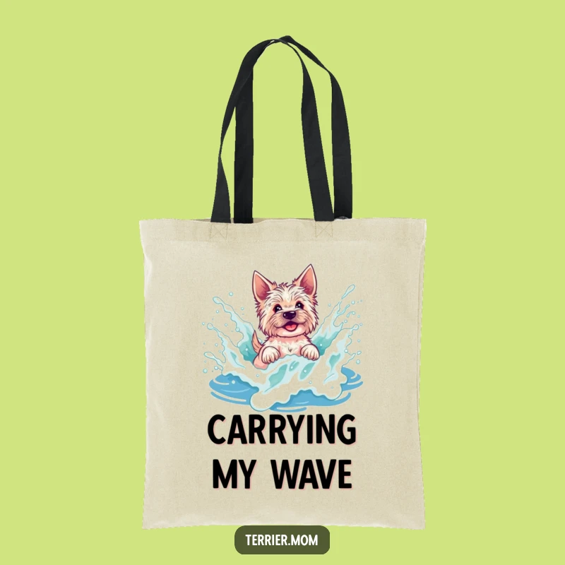 Funny Terrier Wave Splash Tote Bag - Carry Your Beach Fun Gift