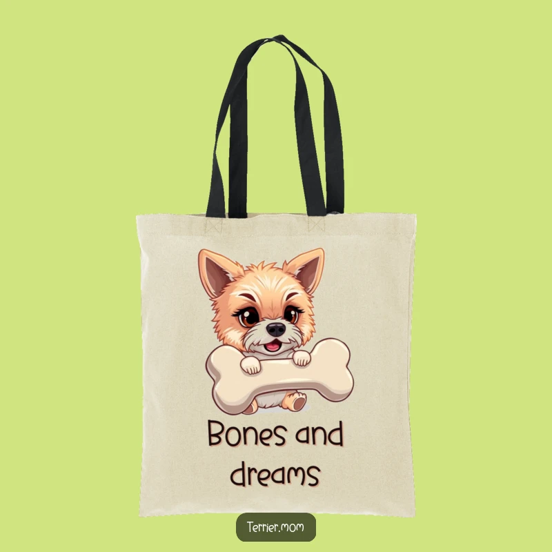 Funny Tote Bag: Mischievous Terrier's Giant Bone Haul, Eco-Friendly Gift