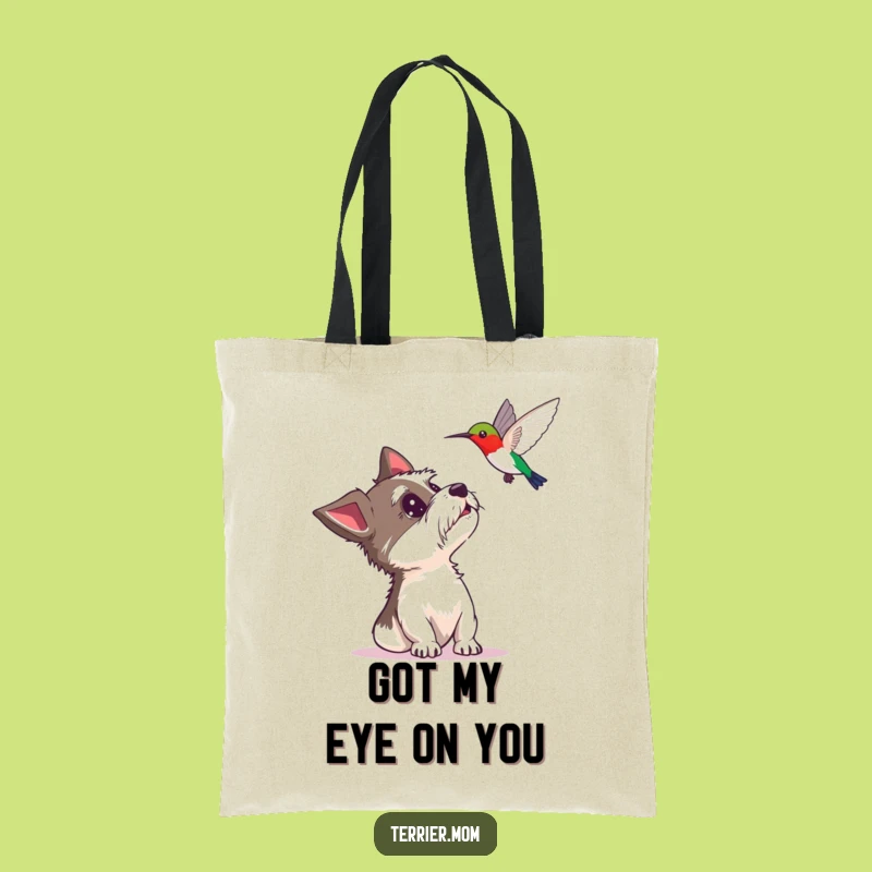 Funny Terrier Hummingbird Tote Bag: Carry Your Essentials with Cheerful Surprise