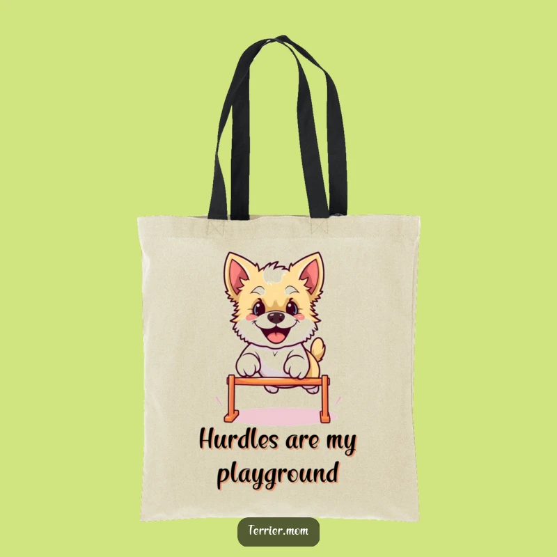 Funny Kawaii Terrier Dog Tote Bag - Durable Leaping Dog Accessory