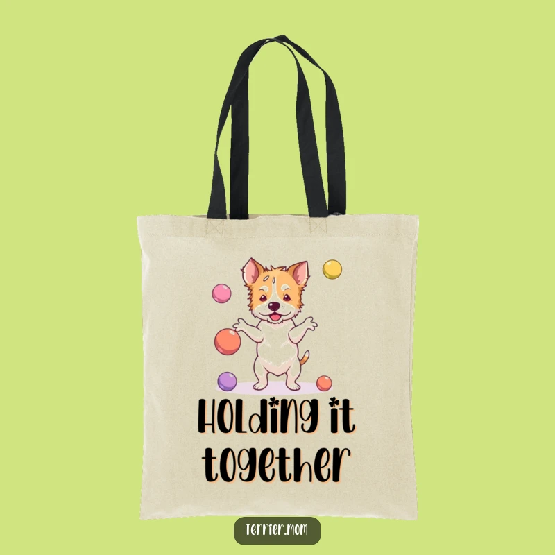 Juggle Your Life: Funny Juggler Terrier Tote Bag for Chaotic Shopping!