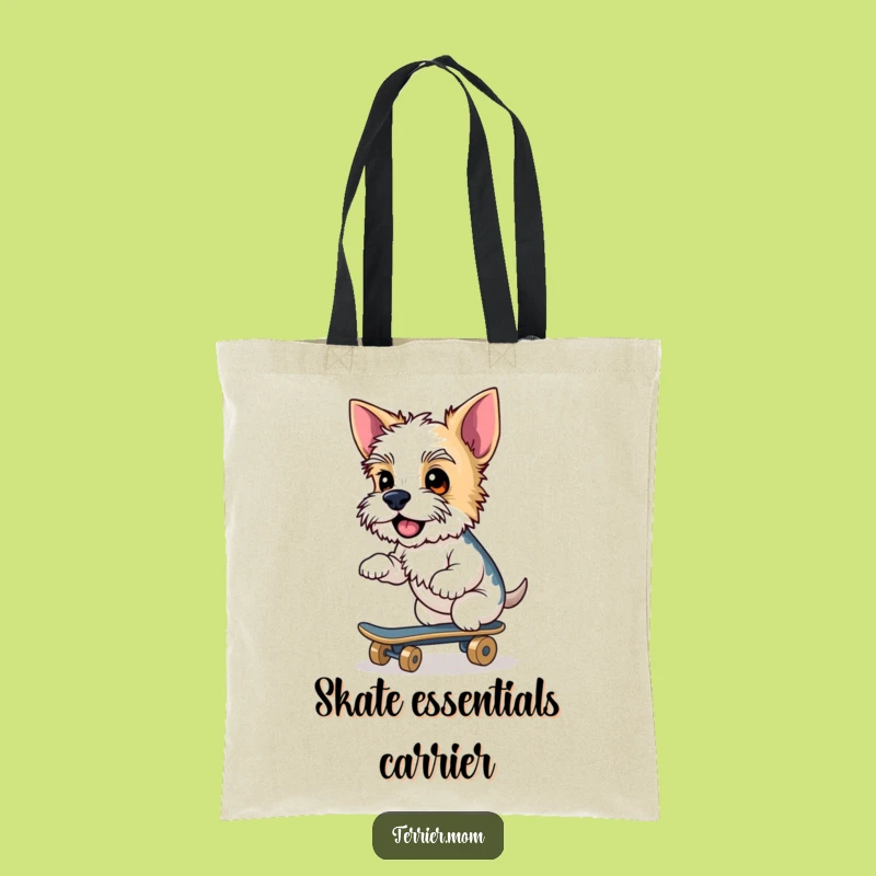 Funny Terrier Skateboard Tote Bag: Cheeky Style, Humorous Shopping Gift